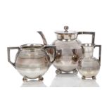 Attributed to Christopher Dresser (1834-1904) for James Dixon & Sons, a three piece electroplated