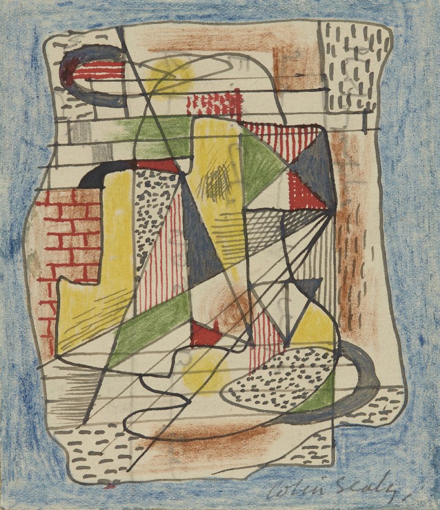 Colin Sealy, British 1891-1964- Abstract composition; pen and coloured ink and coloured pencil,