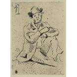 Paul Cezanne, French 1839-1906- Guillaumin au Pendu, 1873; etching on laid, monogrammed to the