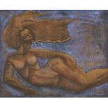 Oscar Romero, Mexican, mid-20th Century- La Cirena (The Mermaid); mixed media on canvas, signed