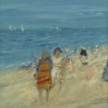 John Houston OBE RSA RSW RGI SSA, Scottish 1932-2020- Beach at Trouville; oil on canvas, signed,