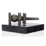 Geoffrey Clarke RA, British 1924-2014- 3 slabs, ball and bar, c. 1965; aluminium, held on a slate