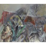 Anne Sassoon, British/South African b.1943- Untitled (grey heads), 1990/1; oil on canvas, bears