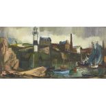 P. Girol, French 20th century- Le petit port; oil on canvas, signed, bears a stamp on the reverse,