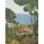 Italian School, mid-late 20th century- Coastal town; oil on board, 62.5x47cmPlease refer to