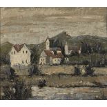 Victor Zemlicka, Romanian b.1925- Village in a mountain landscape; oil on canvas, 46.5 x 53.5 cm (