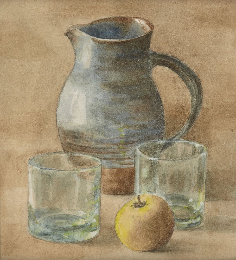 Attributed to Winifred Murray, British 20th century- Jug and Two Glasses; watercolour, 17x16cm