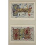 Sue Lewis, British School, mid-late 20th century- Abstract Compositions; etching and mixed media,
