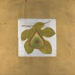Sveta Yavorsky, Russian/British b.1964- Fruit series; acrylic and gold leaf on panel, four, each