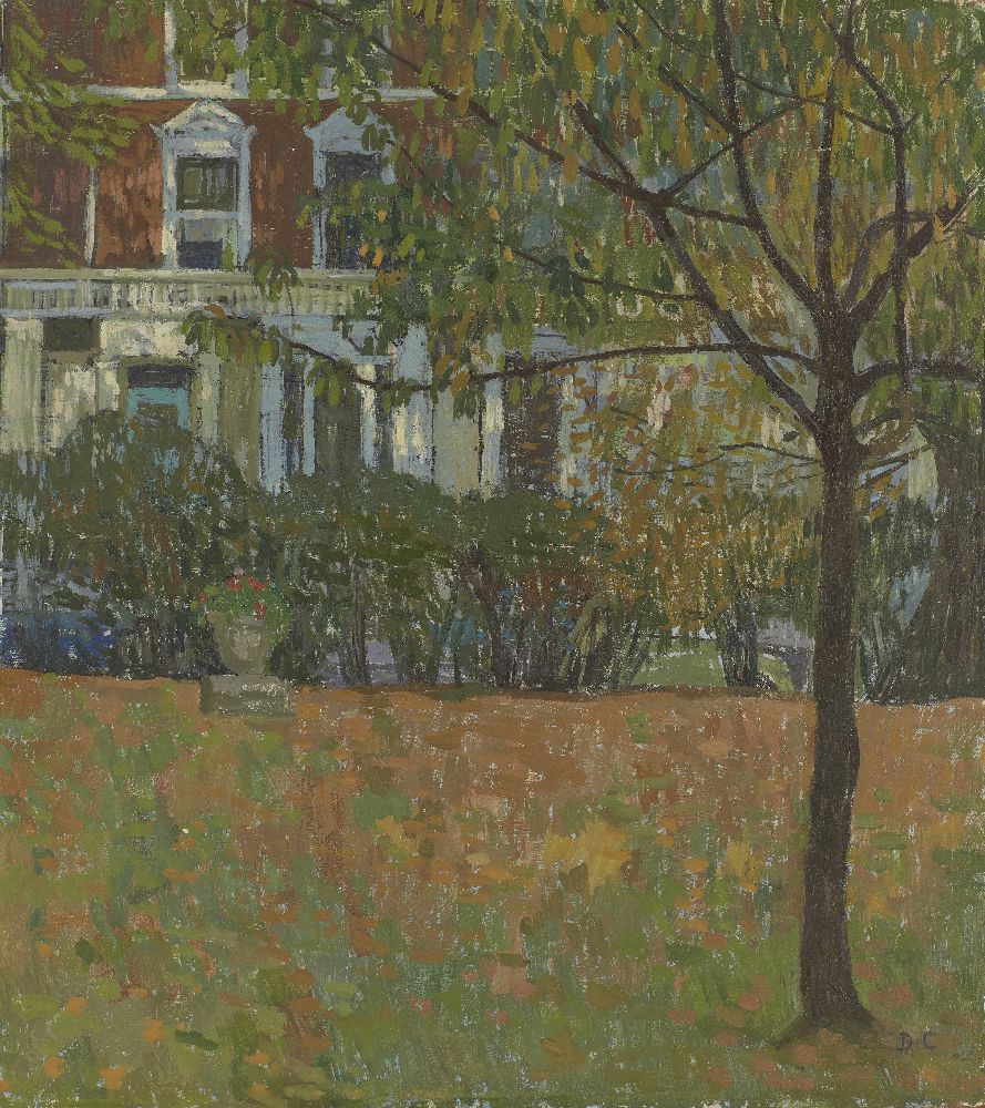 British School, mid-late 20th century- A Georgian London Square; oil on board, signed with