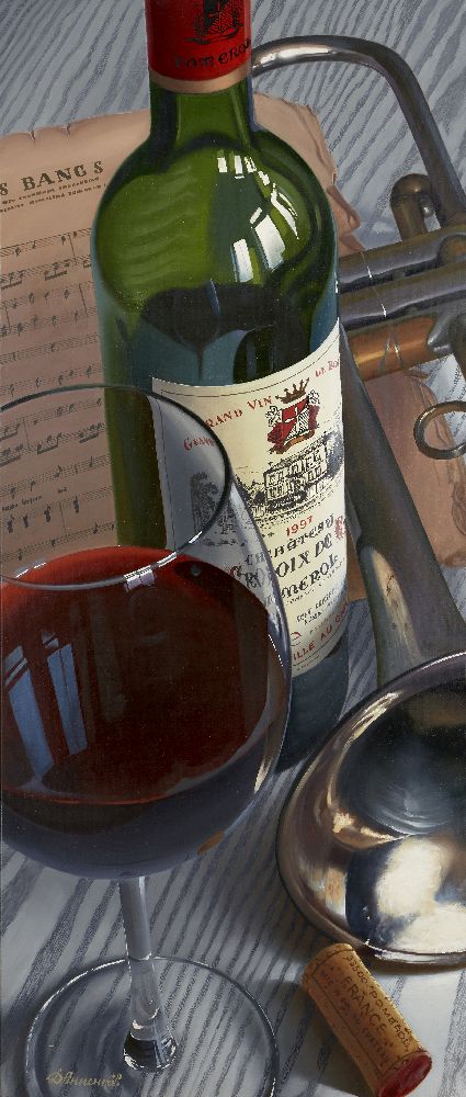 Russian School, late 20th/early 21st century- Red wine and Glass, 2007- oil on canvas, signed,