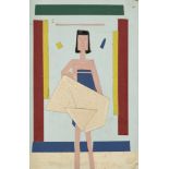 Edward Rogers, British 1911-1994- Woman with a baby; paint and tape collage, signed, titled and