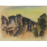 Richard Ziegler, German/British 1891-1992- Village scene; pastel, signed with monogram, 17x23cm (