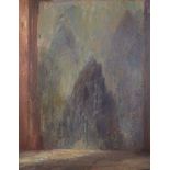 Paul Hempton, British b.1946- The Architecture of St Govan's Head; oil on canvas, bears inscribed