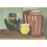 Henry Silk, British 1883-1948- Pottery Still Life, c.1930; pencil and watercolour, 9.5x14cm