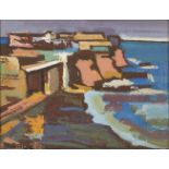 Monge, French mid-late 20th century- Views of hill-top villages; gouaches, four, variously signed