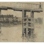 Walter Greaves, British 1840-1930- Untitled (bridge), 1860; etching on laid, signed and dated in the
