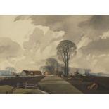 Rowland Hilder, British 1905-1993- Farm landscape; watercolour, signed and dated 1944, bears a label