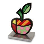 Romero Britto, Brazilian b.1963- Apple; mixed media sculpture, signed and numbered 462/1000 26cm (