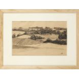 Robert Pohill Bevan, British 1865-1925- Landscape Study; charcoal, signed with monogram, squared for