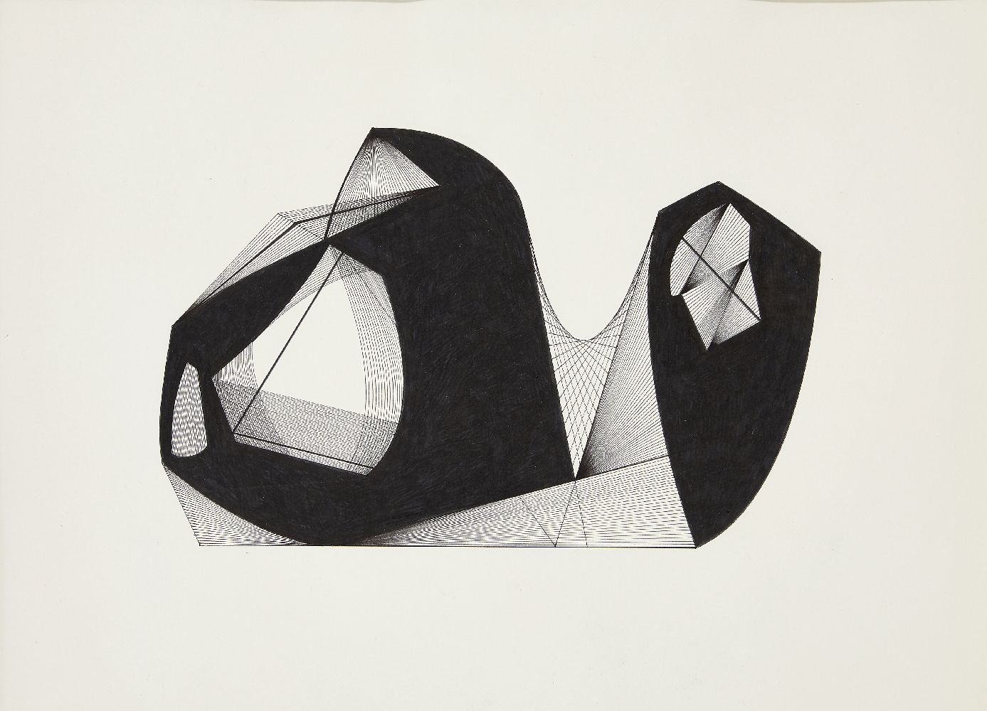 Clarke Hutton, British 1898-1984- Geometric line drawings, 1966; pen and ink, three, one dated in - Image 2 of 3