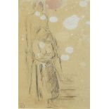 Vanessa Bell, British 1879-1961- Two figures standing, c.1930s; watercolour and pencil on buff,