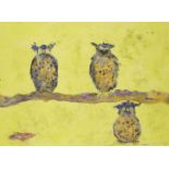 Sir Francis Rose, British 1909-1979- Owls in a Sun Haze, 1960; mixed technique on paper, signed,