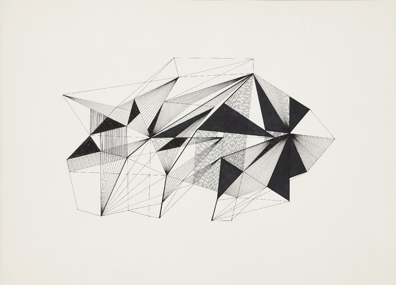 Clarke Hutton, British 1898-1984- Geometric line drawings, 1966; pen and ink, three, one dated in