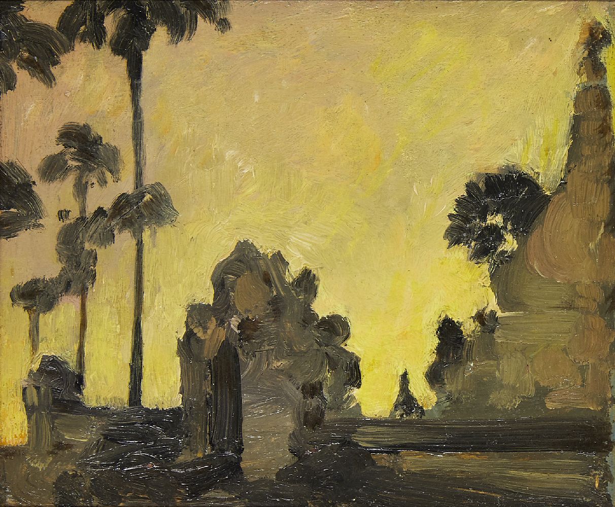 Sir Gerald Festus Kelly KCVO PRA, British 1879-1972- Pagoda at Magway Burma; oil on panel, inscribed