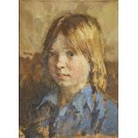 Bernard Dunstan RA, British 1928-2017- Portrait of Damaris, 1975; oil on canvas laid down on