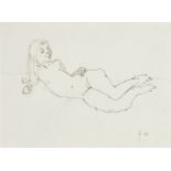 Barry Flanagan, British 1941-2009- Reclining Nude; pen and black ink, signed with monogram and