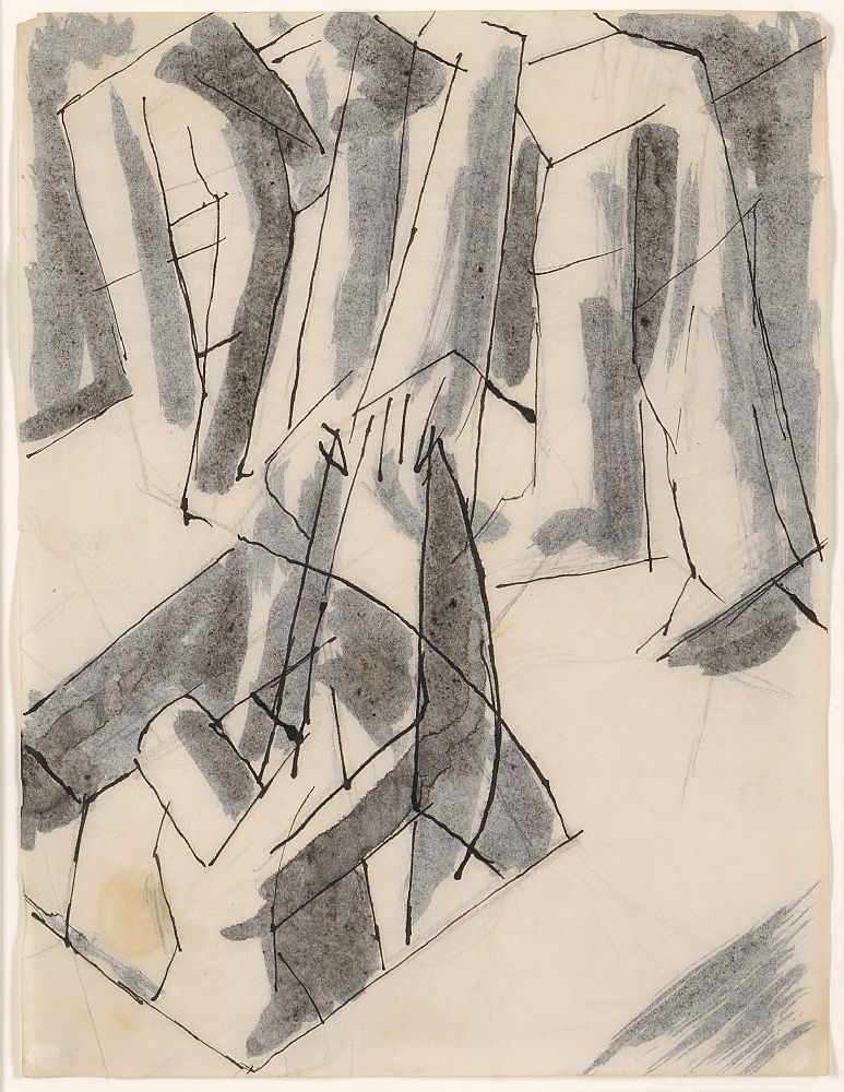 David Bomberg, British 1890-1957- Ghetto Theatre, 1919; ink and wash, 26.5 x 20.4cm (ARR)