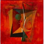 Clarke Hutton, British 1898-1985- Geometric composition in Red, 1982; oil on panel, signed and dated