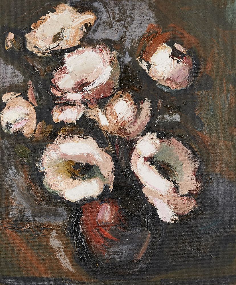 Theodore Major, British 1908-1999- Pink Flowers; oil on canvas board, signed and titled on the