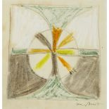 Sir Terry Frost RA, British 1915-2003- Untitled abstract with circle; wax pastel, signed in