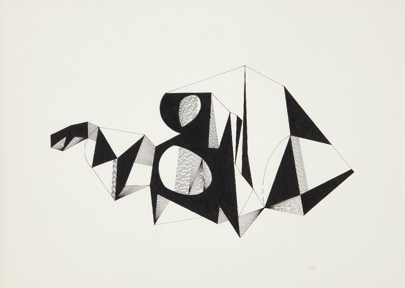 Clarke Hutton, British 1898-1984- Geometric line drawings, 1966; pen and ink, three, one dated in - Image 3 of 3