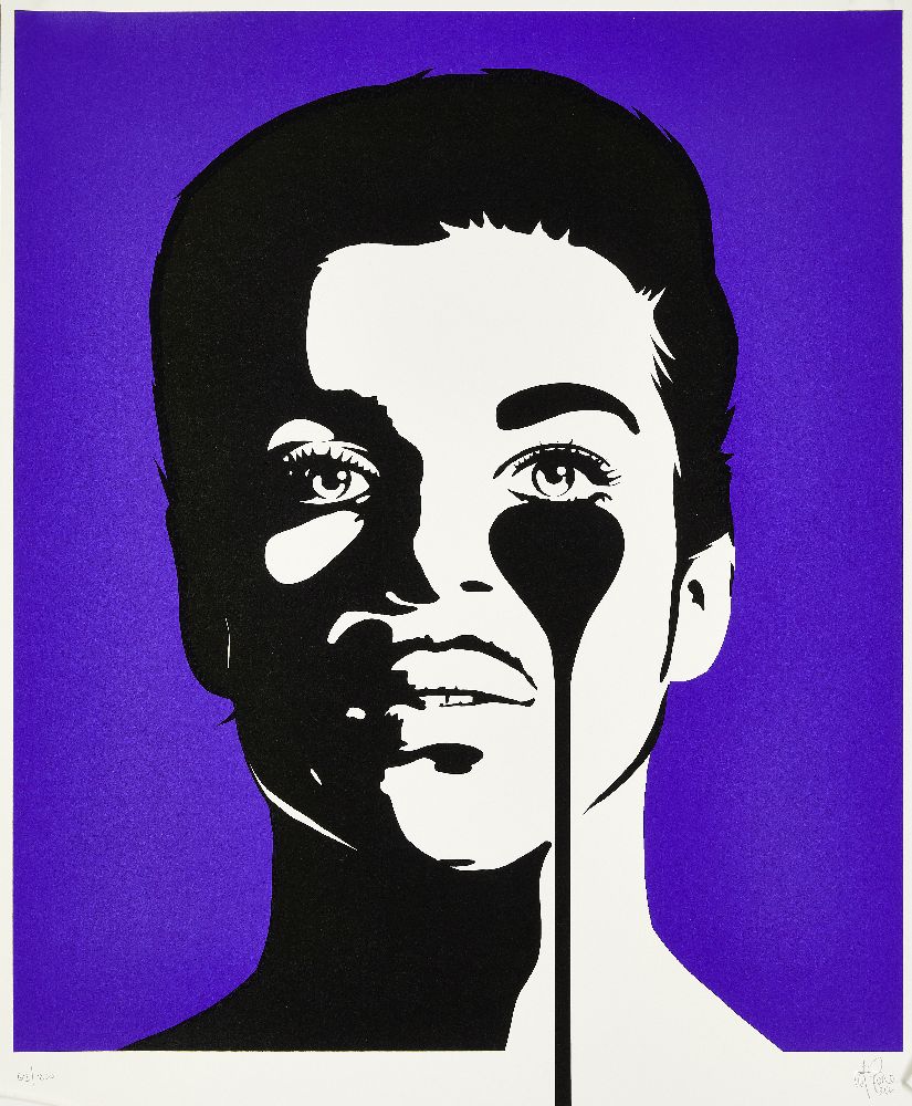 Pure Evil, British b.1968- Purple Rain, 2020; screenprint in colours on wove, signed and numbered