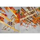 Ben Grasso, American b.1979- Autumn Study #1 and #2, 2010; acrylic on paper, two works, each signed,