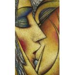 Andre Protsouk, Ukranian b.1961- French Kiss; oil on canvas, signed and titled in black pen verso,