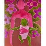 Uta Elv, German b.1961- Mother and Child, 2004; acrylic and varnish on canvas, signed in green paint