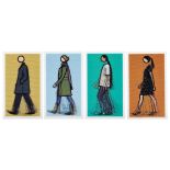 Julian Opie, British b.1958- Walking Figures, 2010; four lenticular postcards, including Verity