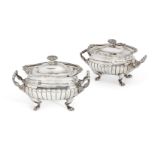 A pair of George III Scottish silver sauce tureens, Edinburgh, c.1809, George Fenwick, of shaped