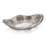 A lion mask design Edwardian silver dish, Birmingham, c.1903, Thomas Hayes, of shaped oval form with