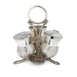 A thistle-design silver cruet, Edinburgh, c.1937, Hamilton & Inches, designed as a cluster of