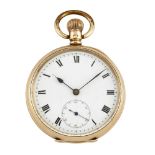 A 9ct gold open-face pocket watch, by Vertex, the white enamel dial with Roman numerals,