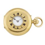 A late 19th century gold demi-hunter fob watch, the white enamel dial with Roman numerals and