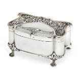 An Art Nouveau silver trinket box, Birmingham, c.1903, Henry Matthews, of shaped, rectangular form