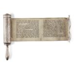 A small Austrian silver cased Esther scroll, megillah, Vienna, c.1852, maker's mark STM (incuse),