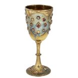 A Victorian silver gilt goblet with enamelled decoration, London, c.1884, Mappin & Webb, the