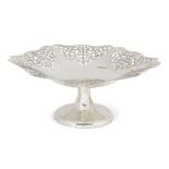 A silver tazza, Sheffield, c.1937, Viners Ltd, the shaped edge to pierced foliate sides and plain